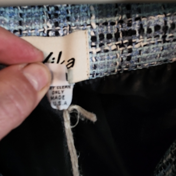 Vika Women's Small Dress Jacket Coat Tweed Cashmere Blue White NWT $398 Zip - Picture 5 of 14